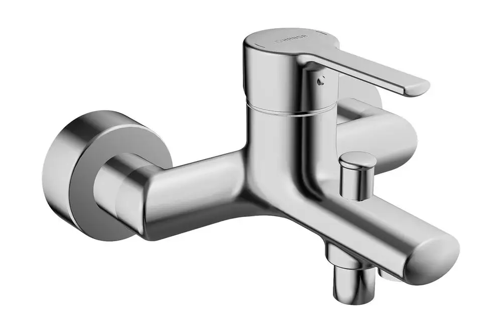 Einhebelmischer für Waschbecken und Brause, mit verchromter Oberfläche, hergestellt von HANSA. Erweiterte Ausladung und einfache Handhabung.
